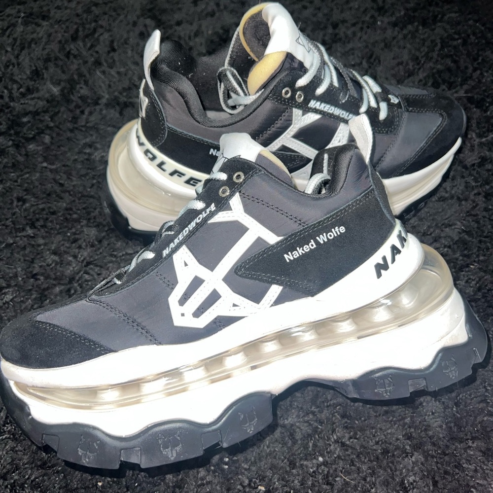 LIKE NEW BLACK NAKED WOLFE PLATFORM SNEAKERS